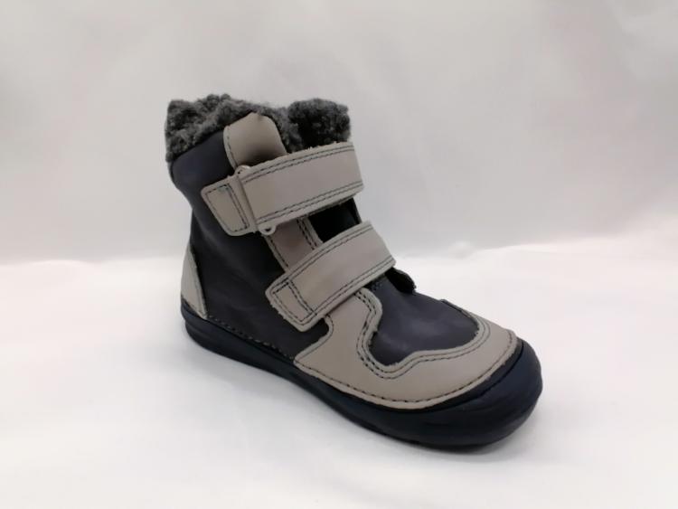 D.D.STEP Dětské blikající kožené zimní boty 