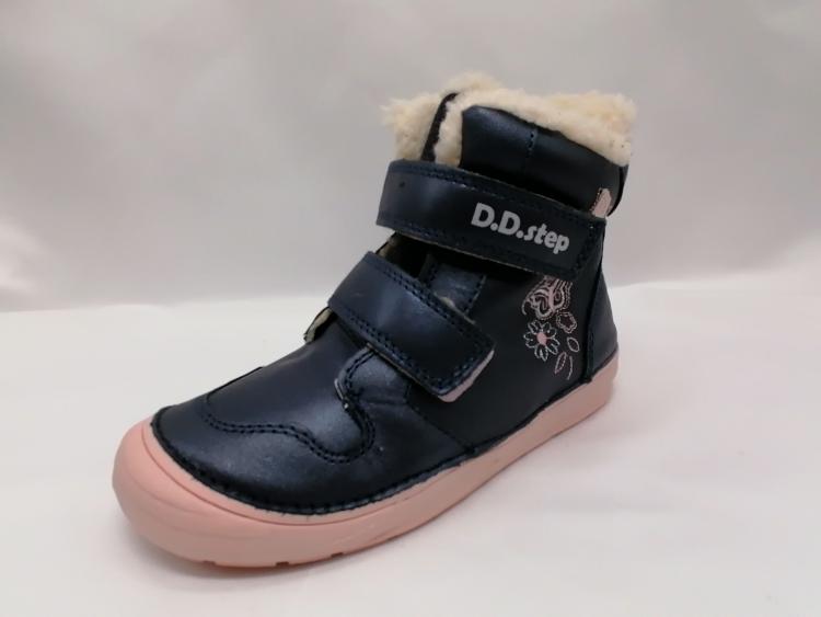 D.D.STEP Dětské kožené barefoot zimní boty 