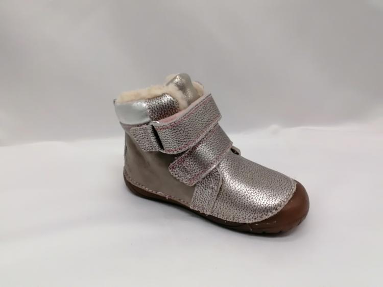 D.D.STEP Dětské kožené barefoot zimní boty  