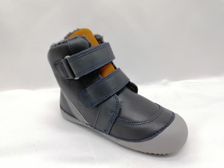 D.D.STEP Dětské kožené zimní barefoot boty 
